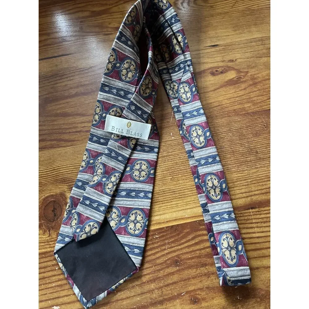 Vintage Bill Blass tie Men’s red blue abstract silk necktie
